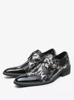 Mocassins à boucle pour hommes chaussures habillées Oxford de luxe pour soirée bal de promo chaussures formelles à enfiler