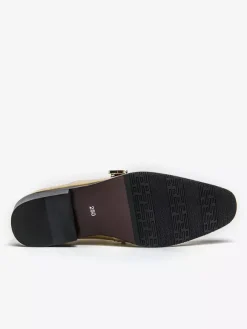 Mocassins à boucle pour hommes en cuir et daim chaussures à bout rond et talons bas style patchwork chaussures de soirée
