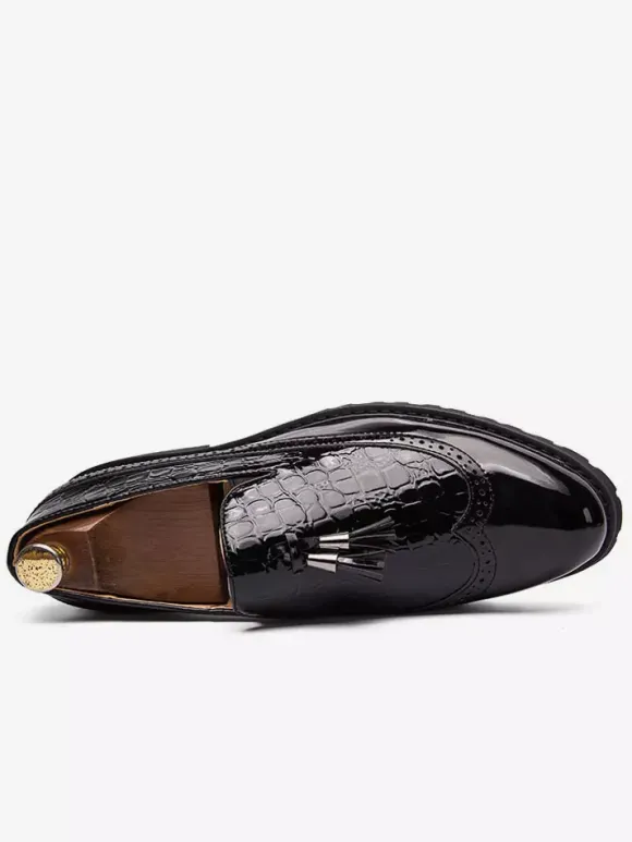 Mocassins à bout d'aile noir et blanc pour hommes Slip-On Chaussures de soirée de bal formelles
