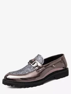 Mocassins à bout pointu brillants pour hommes chaussures habillées à enfiler