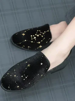 Mocassins classiques à enfiler pour hommes chaussures noires de style décontracté chaussures pointues en daim de haute qualité avec broderie étoile