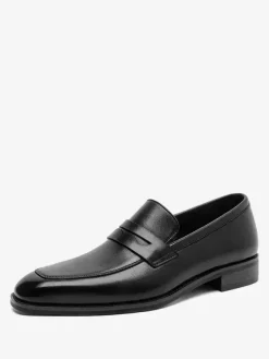 Mocassins en cuir PU à bout rond chaussures chic hommes