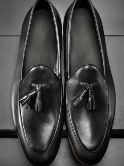Mocassins en cuir PU pour hommes chaussures de mariage à pompon