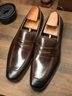 Mocassins à enfiler en cuir de vache pour homme chaussures de bal de mariage