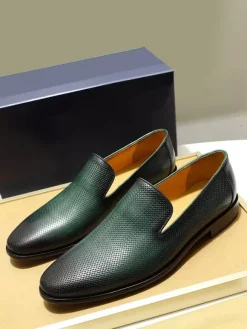 Mocassins à enfiler pour hommes chaussures d'affaires en cuir tressé chaussures de bureau formelles pour hommes