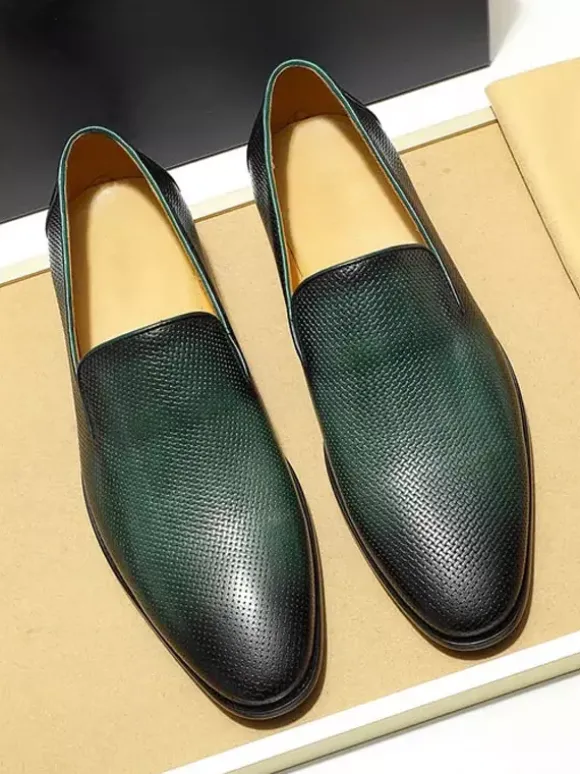 Mocassins à enfiler pour hommes chaussures d'affaires en cuir tressé chaussures de bureau formelles pour hommes