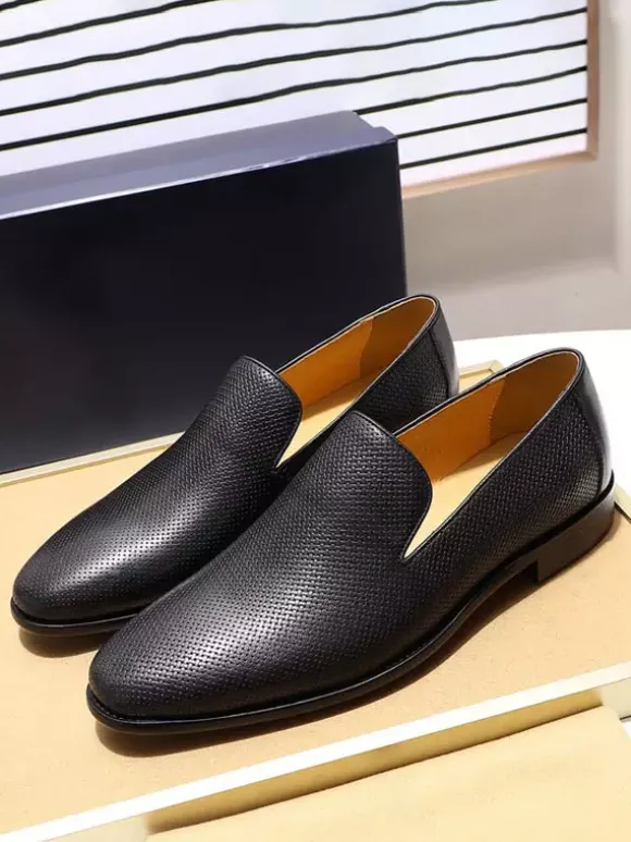 Mocassins à enfiler pour hommes chaussures d'affaires en cuir tressé chaussures de bureau formelles pour hommes