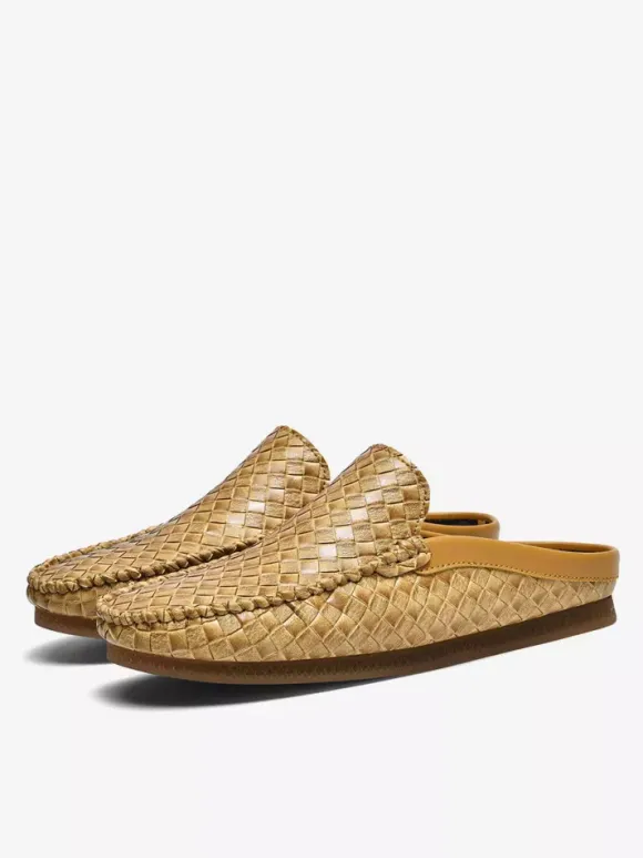 Mocassins à enfiler pour homme chaussures respirantes en cuir à semelle souple confortables et décontractées