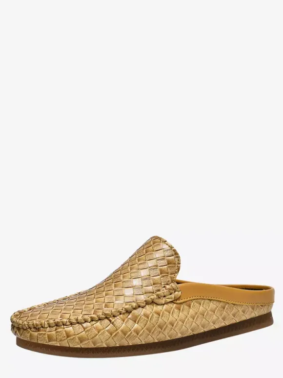 Mocassins à enfiler pour homme chaussures respirantes en cuir à semelle souple confortables et décontractées