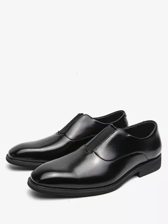 Mocassins à enfiler pour hommes plateforme bout carré en PU pour mariage bal de promo