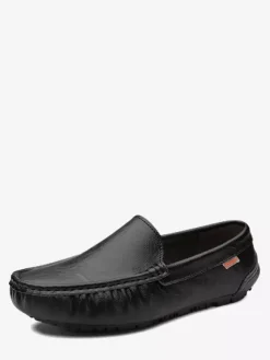 Mocassins à enfiler pour hommes chaussures de pont en similicuir à bout rond légères antidérapantes et flexibles