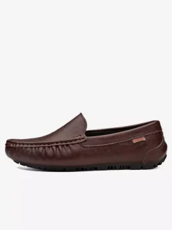 Mocassins à enfiler pour hommes chaussures de pont en similicuir à bout rond légères antidérapantes et flexibles