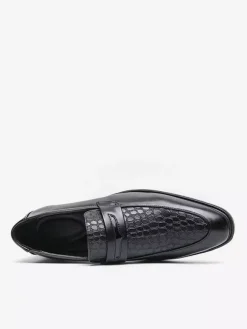 Mocassins à enfiler pour homme bout rond talon épais en PU pour mariage bal de promo