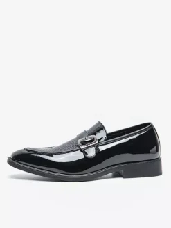 Mocassins à enfiler pour hommes chaussures décontractées noires pour mariage travail formel bout pointu pour smoking