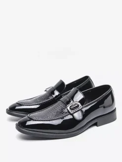 Mocassins à enfiler pour hommes chaussures décontractées noires pour mariage travail formel bout pointu pour smoking