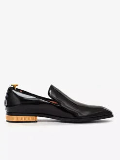 Mocassins à enfiler pour hommes chaussures vernies à bout pointu et talons bas