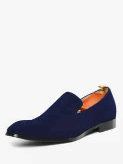 Mocassins à enfiler pour hommes bout carré daim noir