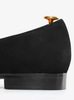 Mocassins à enfiler pour hommes bout carré daim noir