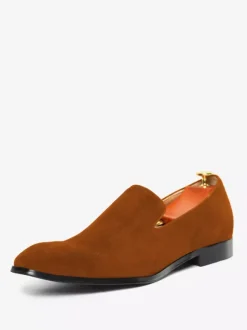 Mocassins à enfiler pour hommes bout carré daim noir