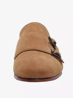 Mocassins habillés pour hommes en daim bout rond boucle à enfiler