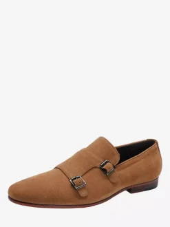 Mocassins habillés pour hommes en daim bout rond boucle à enfiler