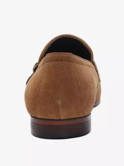 Mocassins habillés pour hommes en daim bout rond boucle à enfiler