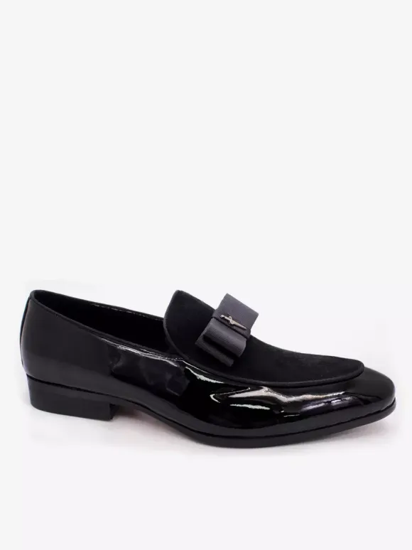 Mocassins habillés pour hommes en cuir véritable bout rond n艙ud patchwork chaussures de bal à enfiler