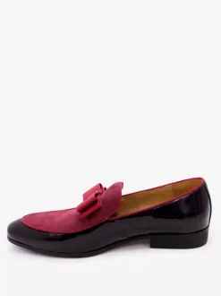 Mocassins habillés pour hommes en cuir véritable bout rond n艙ud patchwork chaussures de bal à enfiler