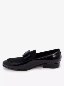 Mocassins habillés pour hommes en cuir véritable bout rond n艙ud patchwork chaussures de bal à enfiler