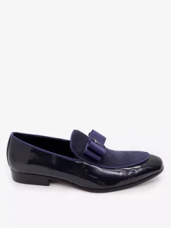 Mocassins habillés pour hommes en cuir véritable bout rond n艙ud patchwork chaussures de bal à enfiler