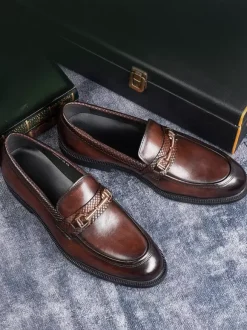 Mocassins à mors pour homme chaussures habillées à enfiler en cuir véritable pour le travail