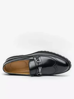 Mocassins à mors pour homme couleur contrastée noir et blanc à enfiler et à bout golf