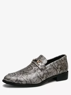 Mocassins à mors pour hommes chaussures à enfiler bout pointu motif serpent bride à boucle talon moyen chaussures de fête
