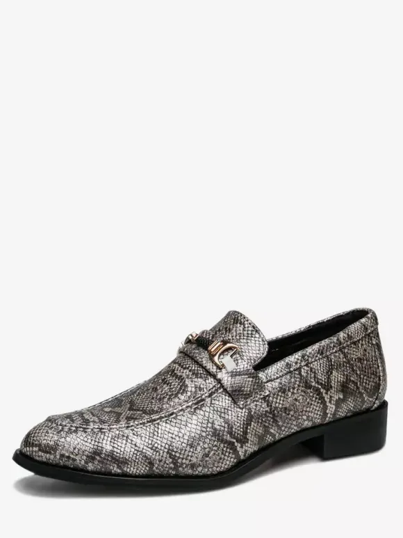 Mocassins à mors pour hommes chaussures à enfiler bout pointu motif serpent bride à boucle talon moyen chaussures de fête
