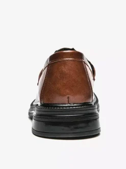 Mocassins à mors pour hommes chaussures à enfiler en cuir à bout rond épais