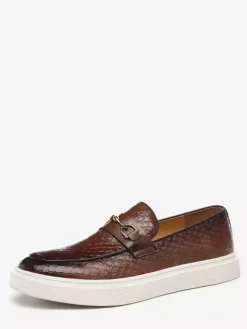 Mocassins à mors pour hommes chaussures à enfiler avec chaînes bout rond plateforme épaisses et basses