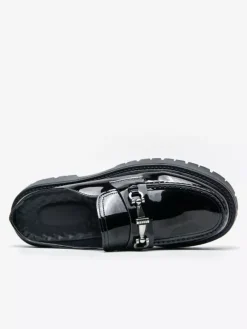 Mocassins mules noirs pour hommes bout rond détails métalliques chaussures à enfiler