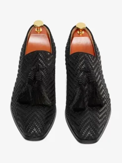 Mocassins à pampilles pour hommes chaussures à bout rond en cuir PU chaussures de bal et de mariage