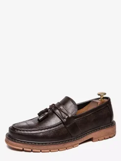 Mocassins à pampilles pour hommes à enfiler à bout rond et semelle épaisse