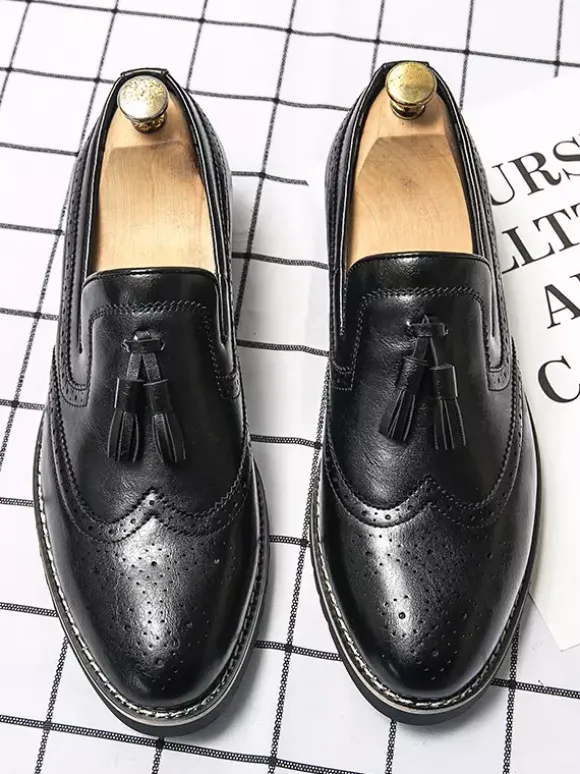 Mocassins à pampilles pour hommes chaussures à enfiler décorées antidérapantes à talons bas respirantes décontractées