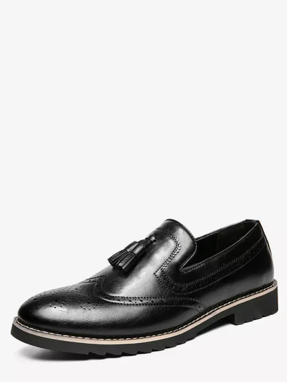 Mocassins à pampilles pour hommes chaussures à enfiler décorées antidérapantes à talons bas respirantes décontractées