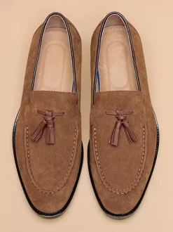 Mocassins à pampilles pour hommes bout rond chaussures de bal de retour à la maison de mariage