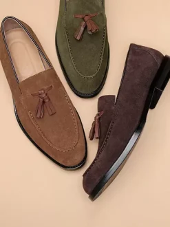 Mocassins à pampilles pour hommes bout rond chaussures de bal de retour à la maison de mariage