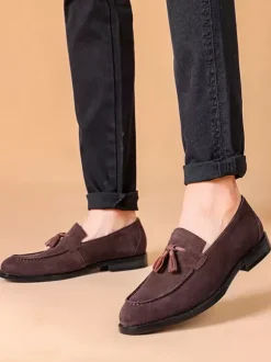 Mocassins à pampilles pour hommes bout rond chaussures de bal de retour à la maison de mariage