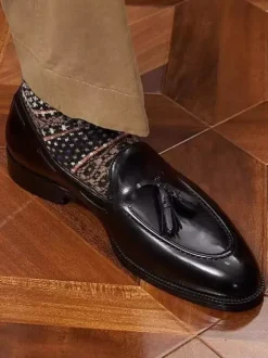 Mocassins à pampilles pour hommes bout carré chaussures à enfiler en cuir talons bas chaussures de bal et de mariage