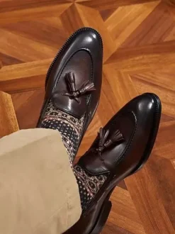Mocassins à pampilles pour hommes bout carré chaussures à enfiler en cuir talons bas chaussures de bal et de mariage