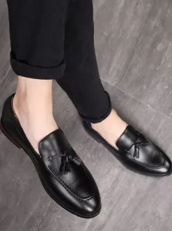 Mocassins à pampilles pour hommes chaussures plates à bout pointu décontractées