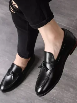 Mocassins à pampilles pour hommes chaussures plates à bout pointu décontractées