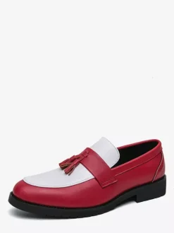 Mocassins à pampilles pour hommes bout rond color block chaussures à enfiler semelles en caoutchouc antidérapantes chaussures décontractées en cuir PU