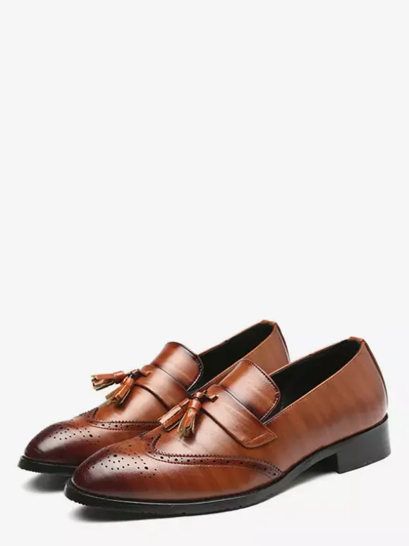 Mocassins à pampilles pour hommes à enfiler à bout pointu à bout golf à talons bas Penny Loafers